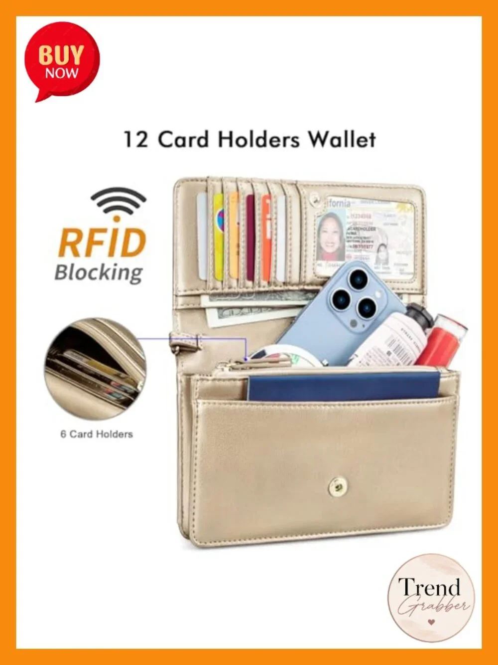 Faux Leather Crossbody Purse with RFID Blocking, Adjustable Strap, Wristlet